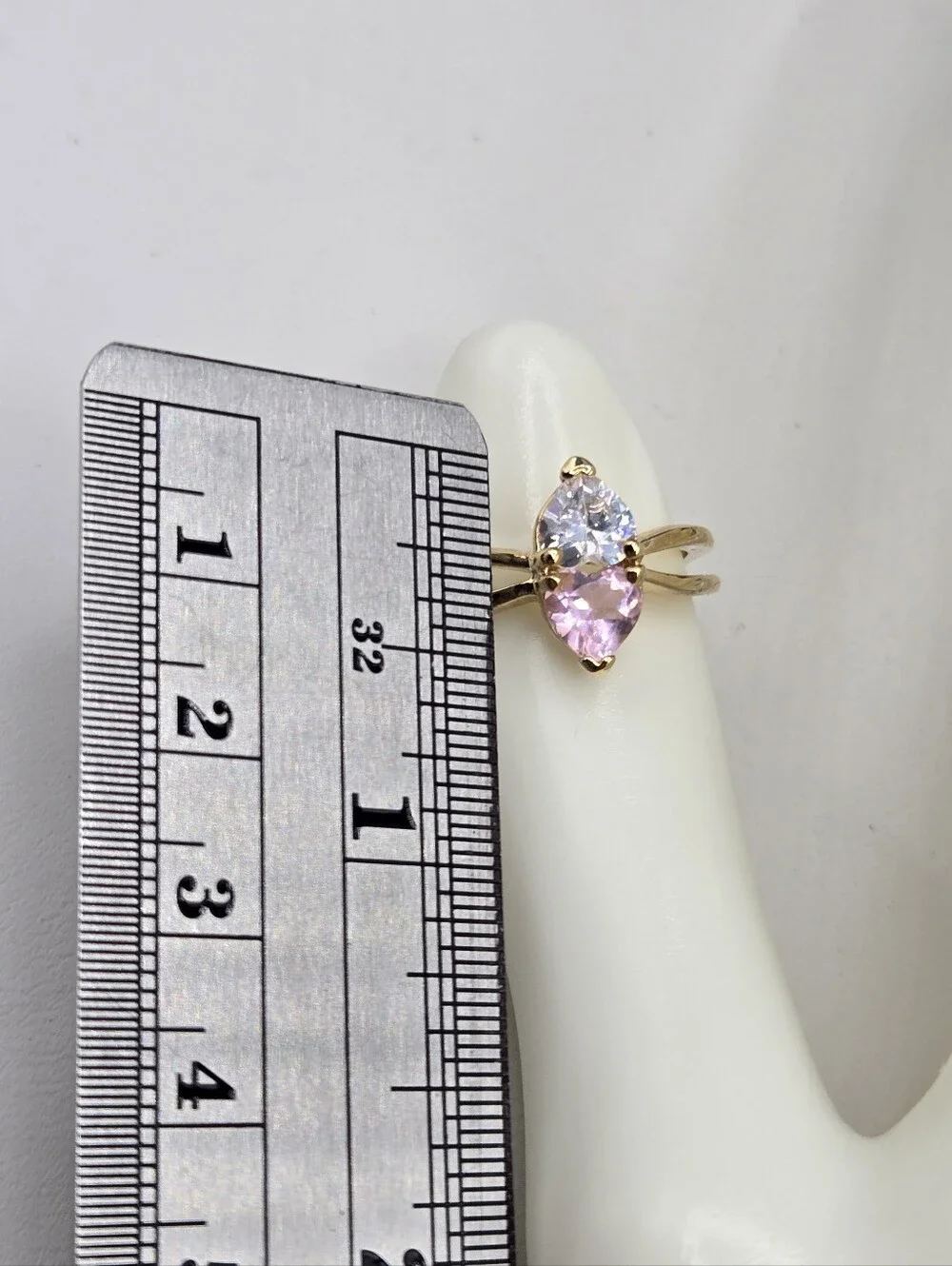 Swarovski Crystal Elements Gold Double Heart Ring Pink Size 7 Statement Bridal